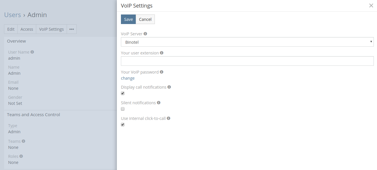VoIP settings