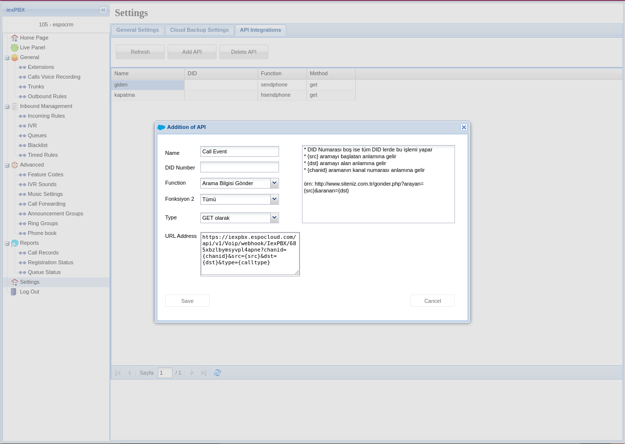 iexPBX Webhook 1
