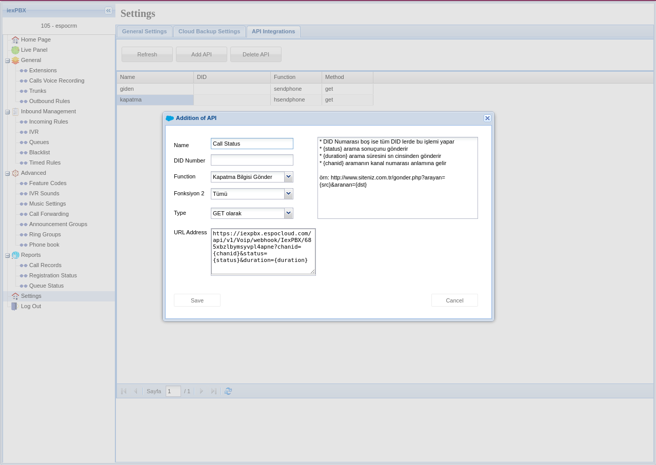 iexPBX Webhook 2
