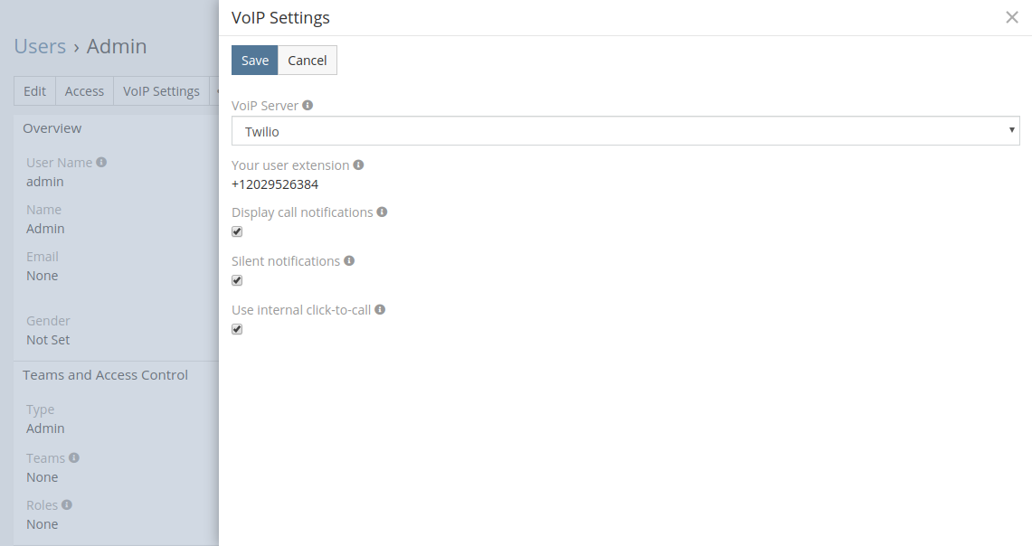 VoIP settings